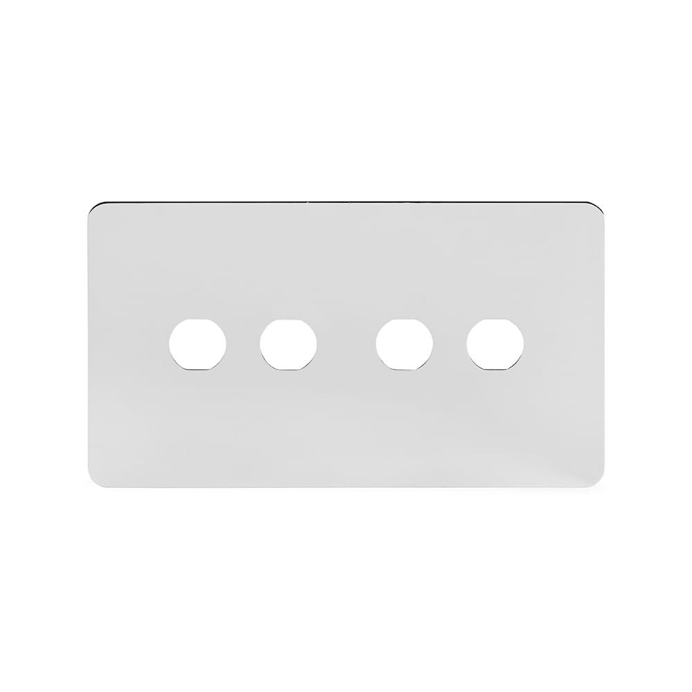 The Finsbury Collection Polished Chrome Flat Plate 4 Gang LT3 Toggle Plate ONLY