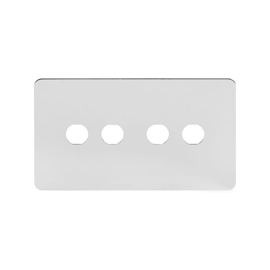 The Finsbury Collection Polished Chrome Flat Plate 4 Gang LT3 Toggle Plate ONLY