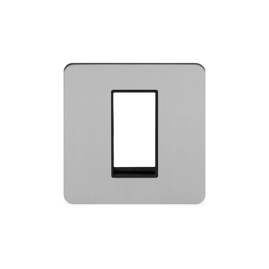 The Lombard Collection Brushed Chrome Black Insert Flat Plate 1 x25mm EM-Euro Module Faceplate