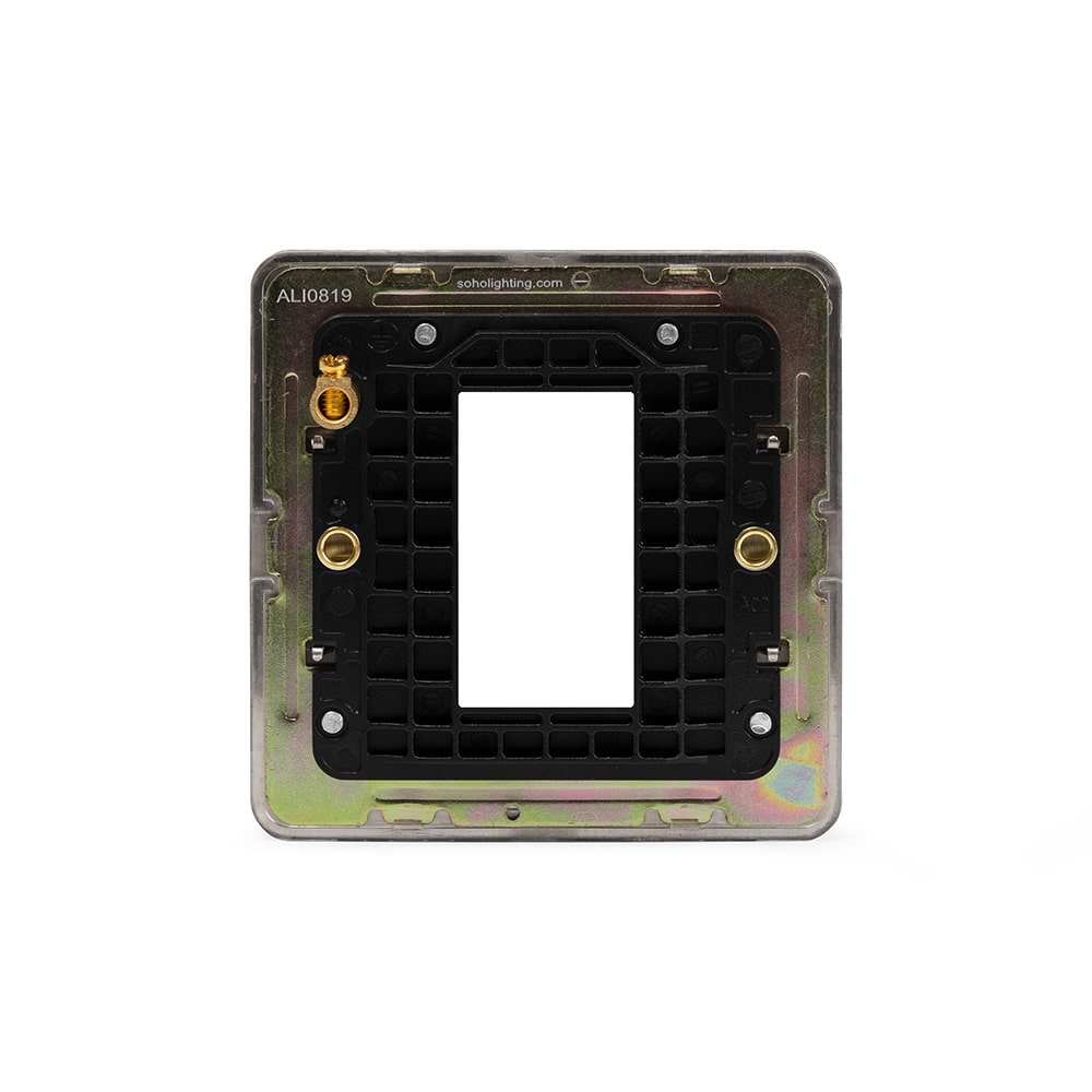 The Lombard Collection Brushed Chrome Black Insert Flat Plate 1 x25mm EM-Euro Module Faceplate