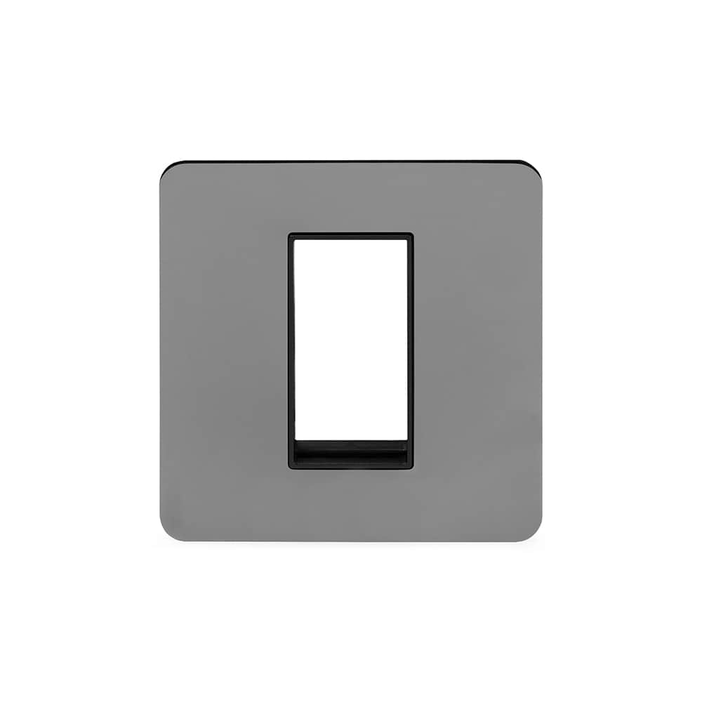 The Connaught Collection Black Nickel Flat Plate 1 x25mm EM-Euro Module Faceplate