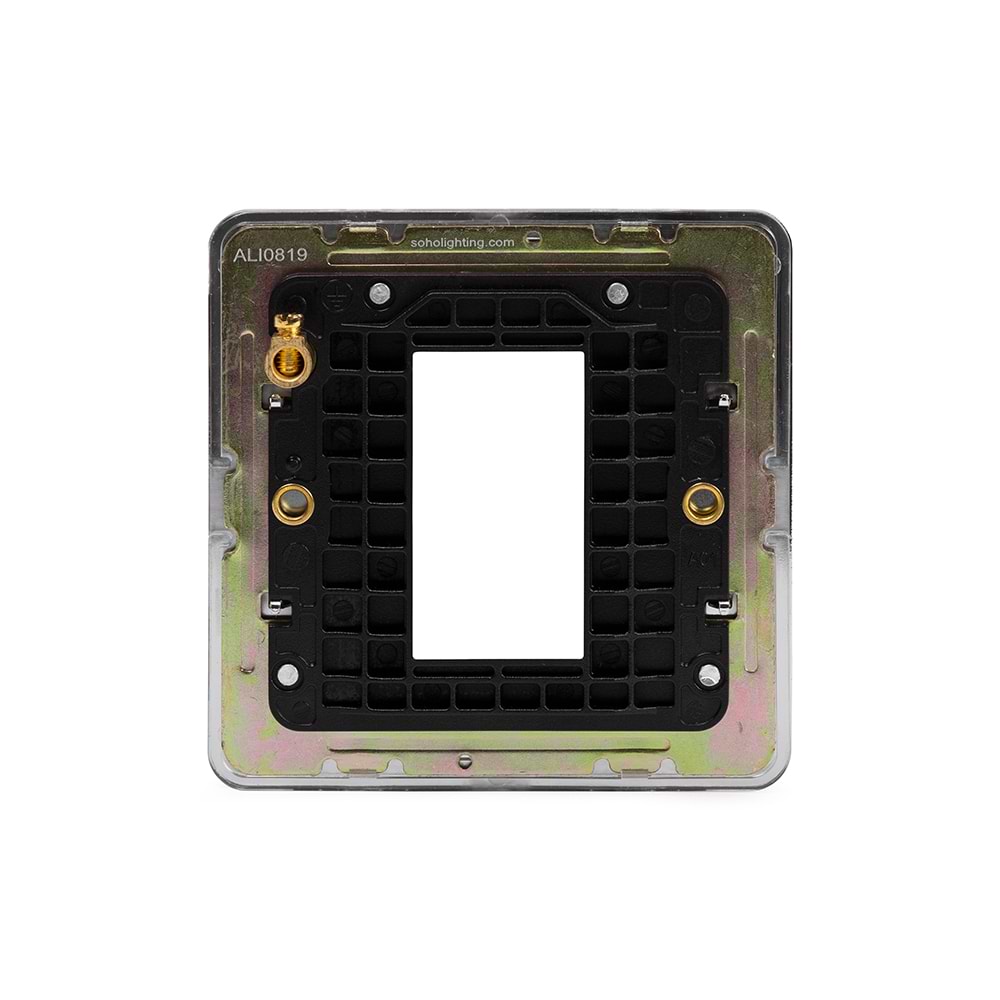 The Finsbury Collection Polished Chrome Black Insert Flat Plate 1 x25mm EM-Euro Module Faceplate