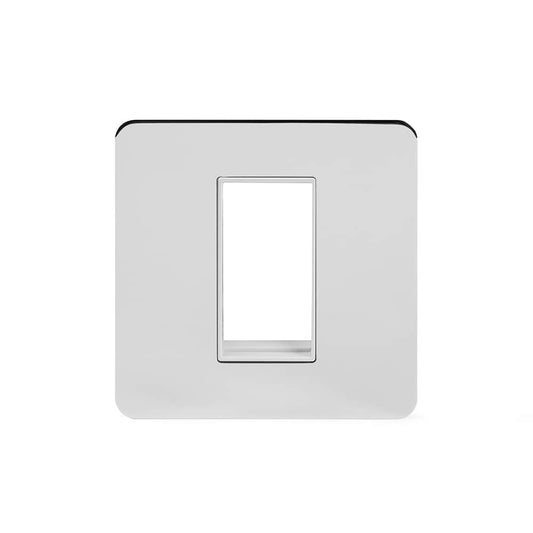The Finsbury Collection Polished Chrome White Insert Flat Plate 1 x25mm EM-Euro Module Faceplate