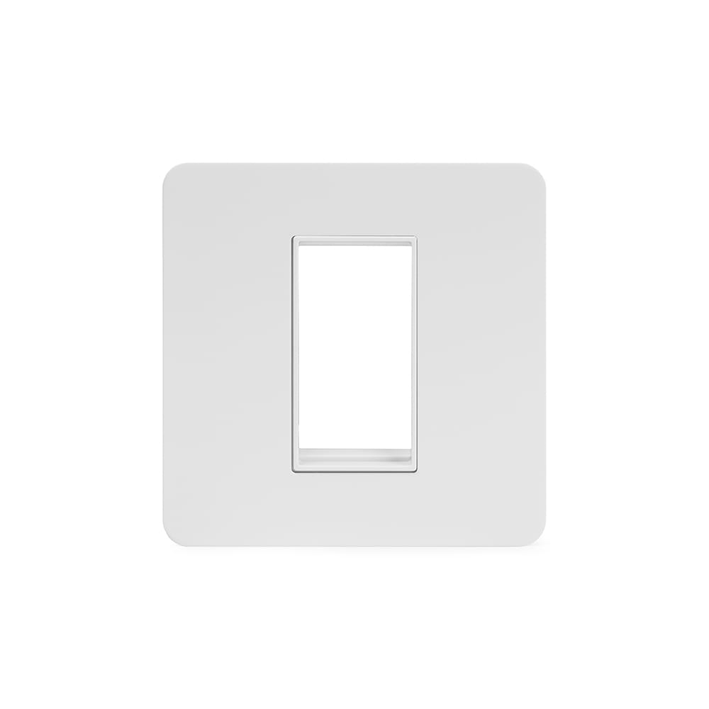 The Eldon Collection White Metal Flat Plate 1 x25mm EM-Euro Module Faceplate