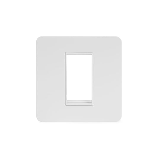 The Eldon Collection White Metal Flat Plate 1 x25mm EM-Euro Module Faceplate