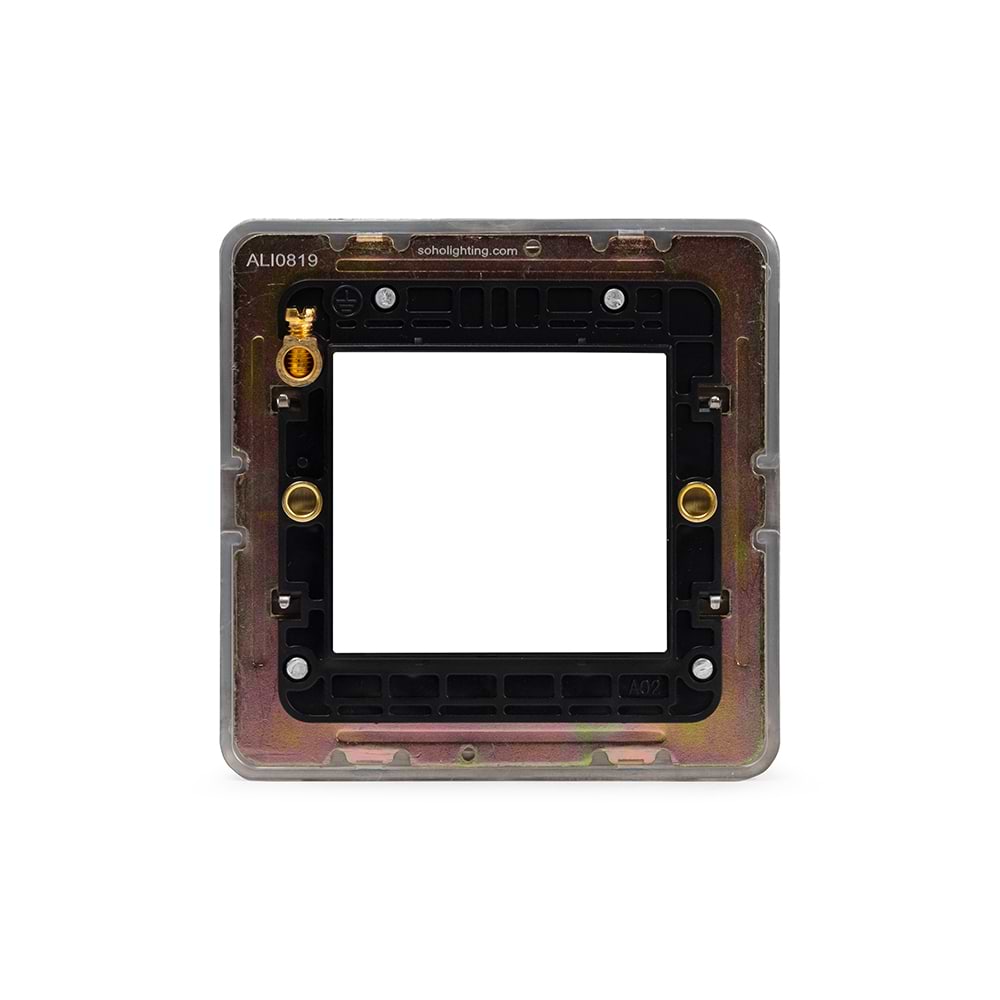 The Lombard Collection Brushed Chrome Black Insert Flat Plate 2 x25mm EM-Euro Module Faceplate