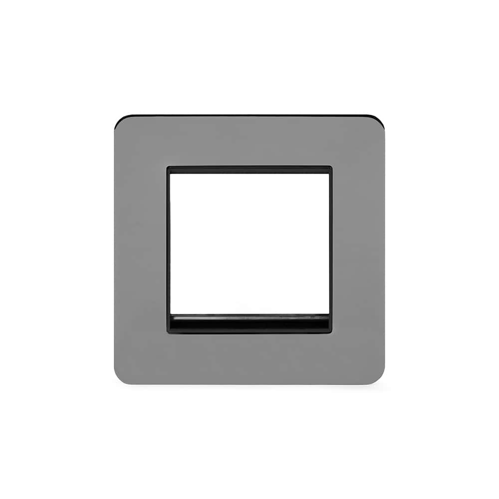 The Connaught Collection Black Nickel Flat Plate 2 x25mm EM-Euro Module Faceplate