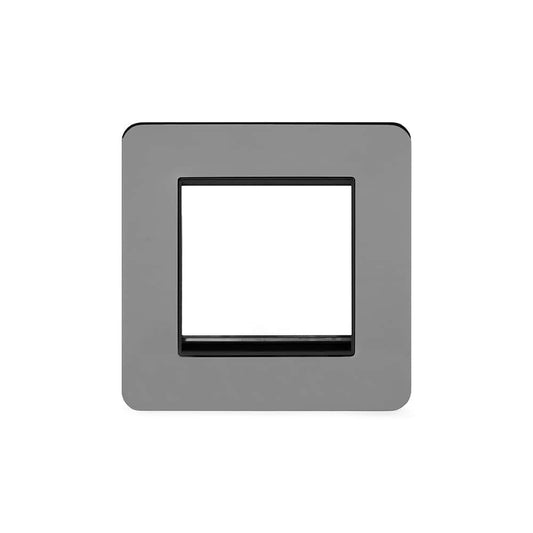 The Connaught Collection Black Nickel Flat Plate 2 x25mm EM-Euro Module Faceplate