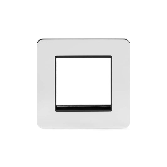 The Finsbury Collection Polished Chrome Black Insert Flat Plate 2 x25mm EM-Euro Module Faceplate