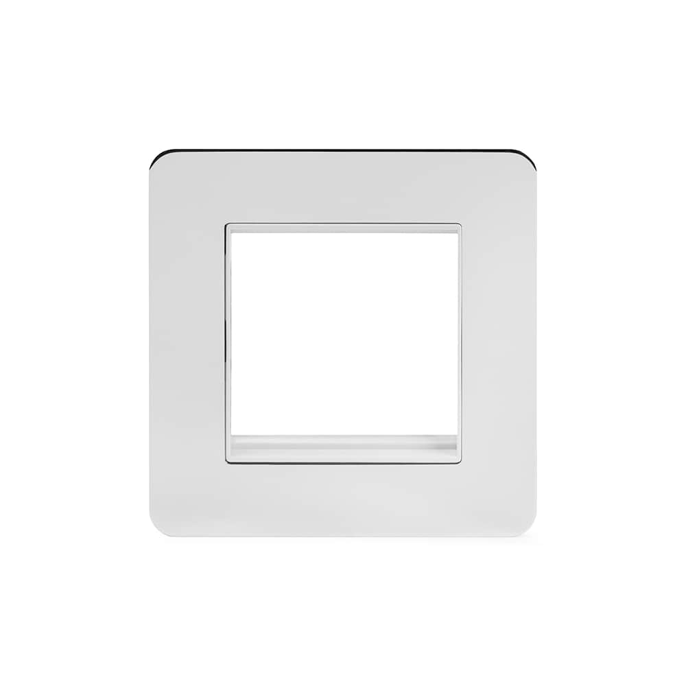 The Finsbury Collection Polished Chrome White Insert Flat Plate 2 x25mm EM-Euro Module Faceplate