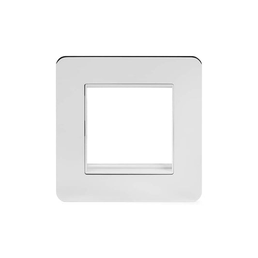 The Finsbury Collection Polished Chrome White Insert Flat Plate 2 x25mm EM-Euro Module Faceplate