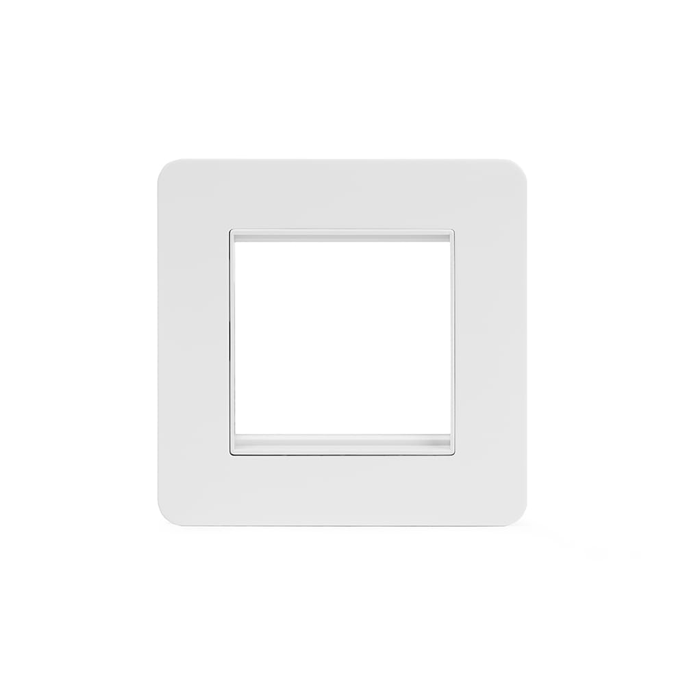 The Eldon Collection White Metal Flat Plate 2 x25mm EM-Euro Module Faceplate