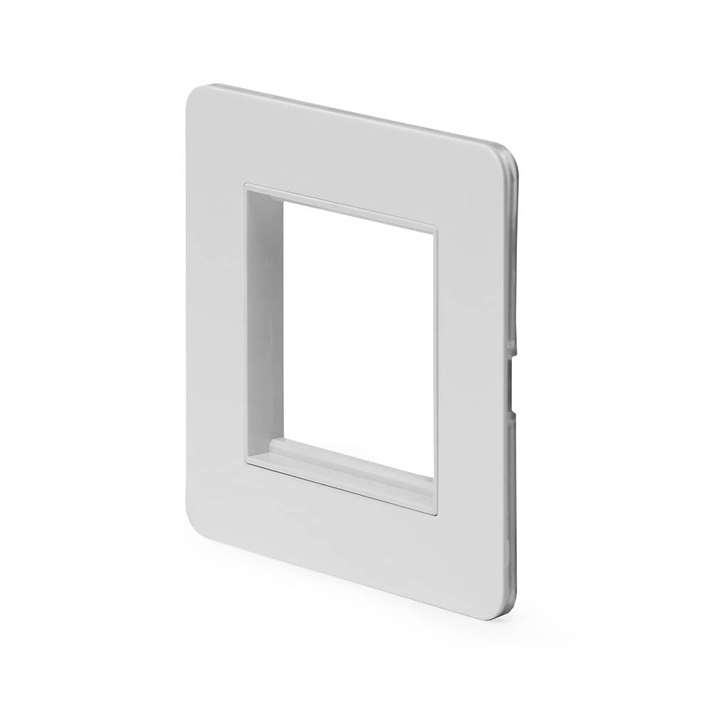 The Eldon Collection White Metal Flat Plate 2 x25mm EM-Euro Module Faceplate
