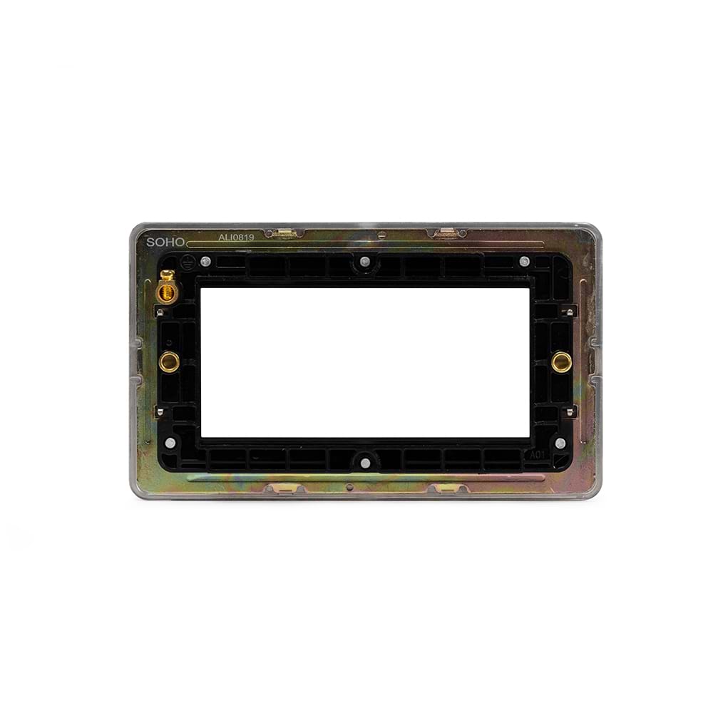 The Lombard Collection Brushed Chrome Black Insert Flat Plate 4 x25mm EM-Euro Module Faceplate