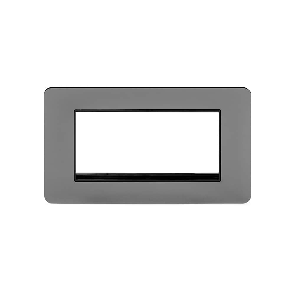 The Connaught Collection Black Nickel Flat Plate 4 x25mm EM-Euro Module Faceplate