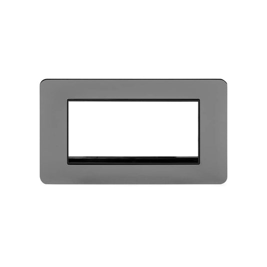 The Connaught Collection Black Nickel Flat Plate 4 x25mm EM-Euro Module Faceplate