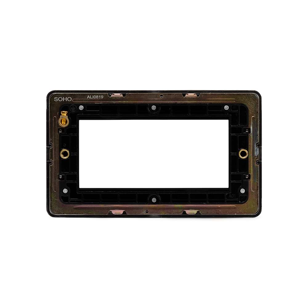 The Connaught Collection Black Nickel Flat Plate 4 x25mm EM-Euro Module Faceplate