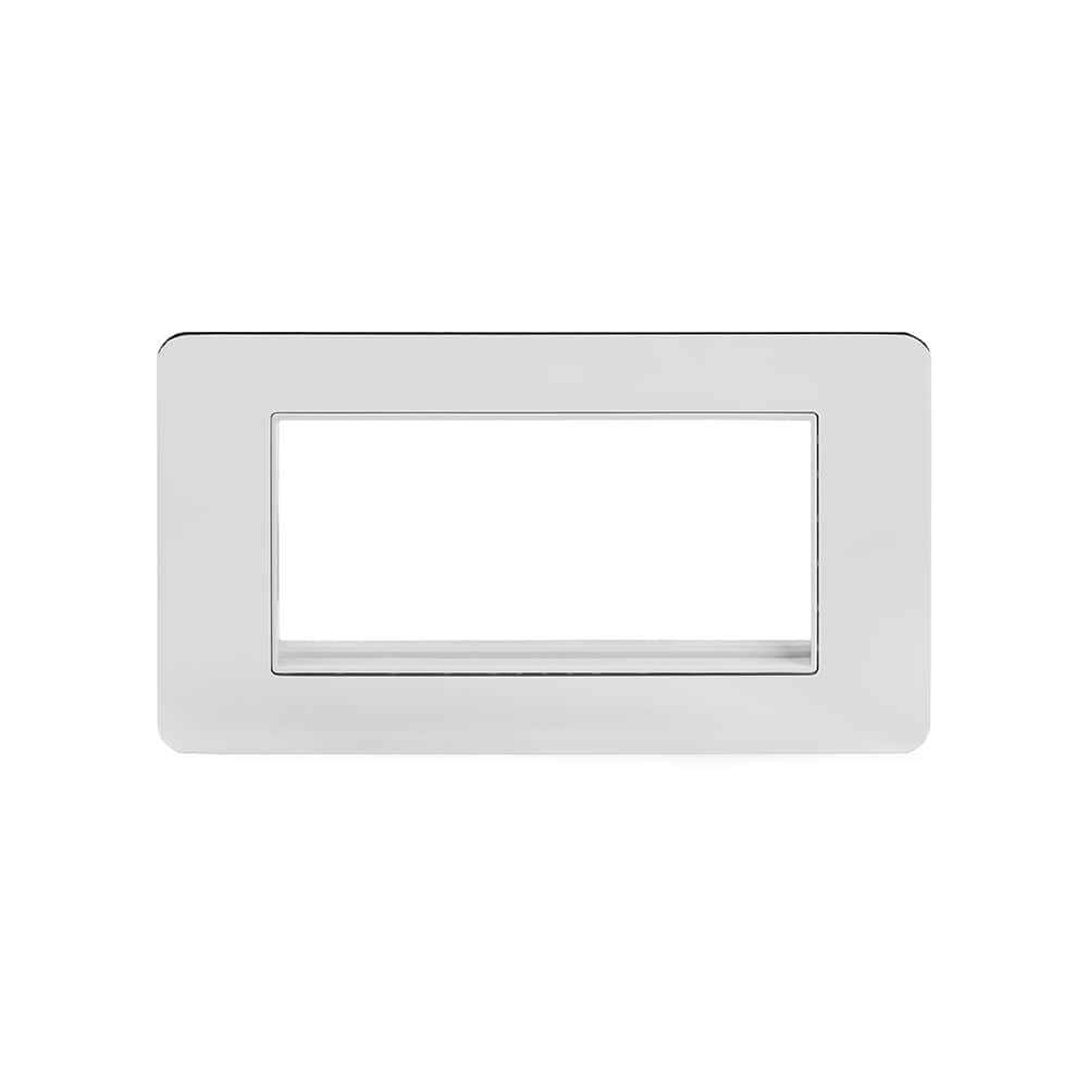The Finsbury Collection Polished Chrome White Insert Flat Plate 4 x25mm EM-Euro Module Faceplate