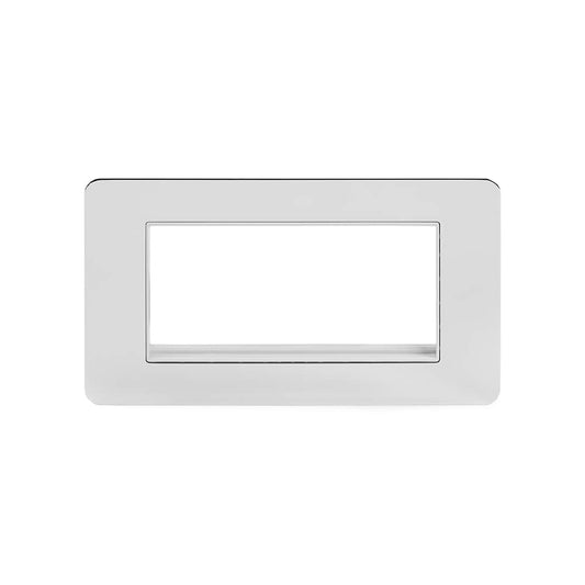 The Finsbury Collection Polished Chrome White Insert Flat Plate 4 x25mm EM-Euro Module Faceplate