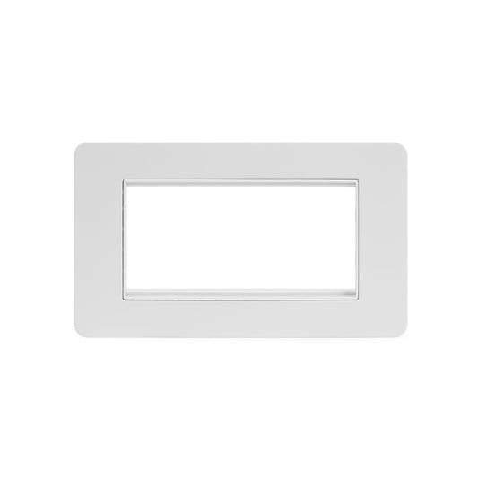 The Eldon Collection White Metal Flat Plate 4 x25mm EM-Euro Module Faceplate