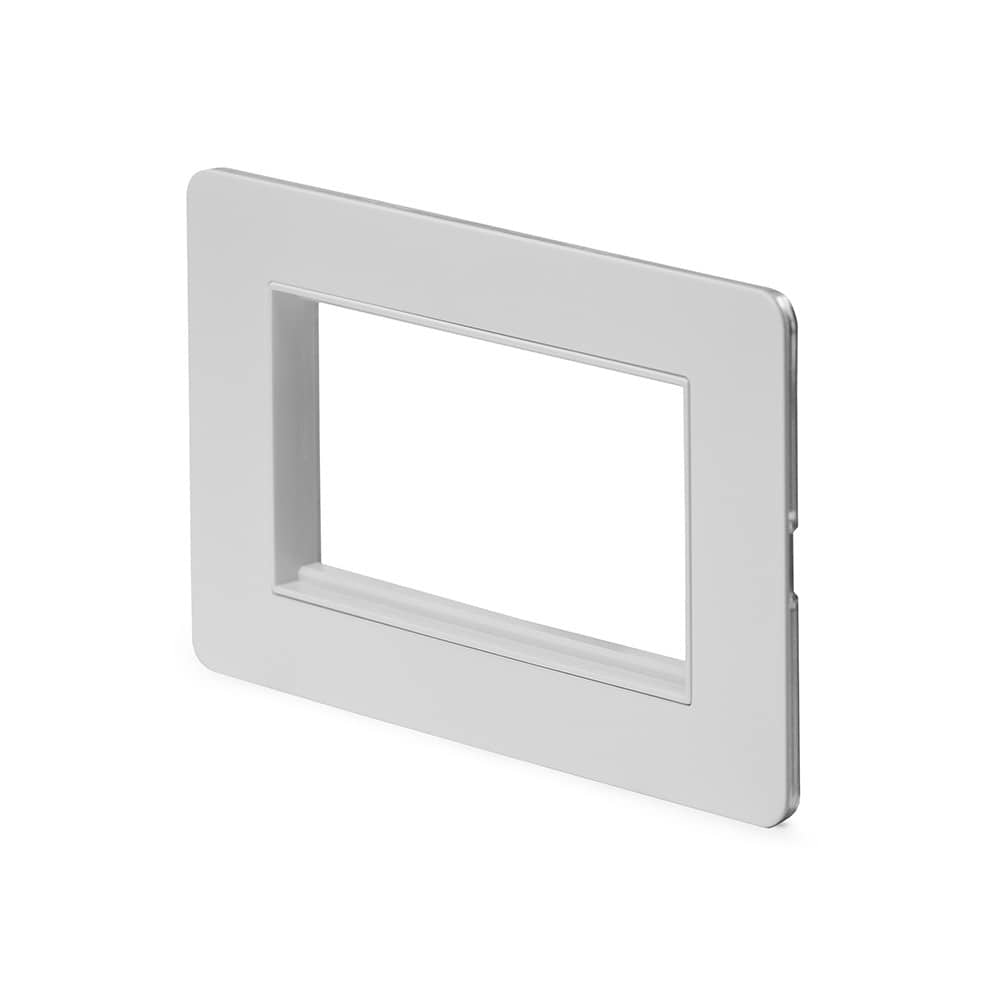 The Eldon Collection White Metal Flat Plate 4 x25mm EM-Euro Module Faceplate