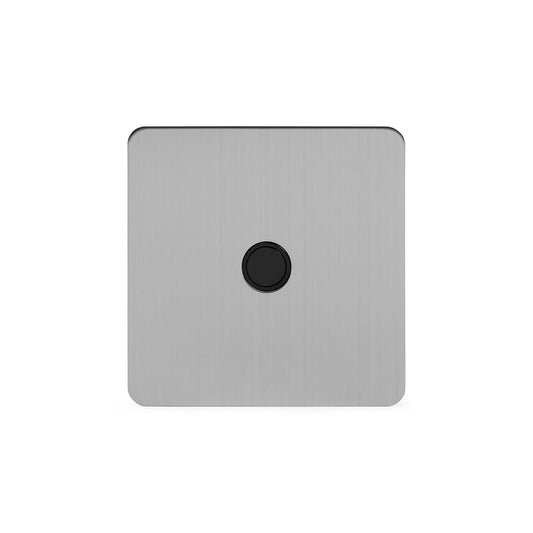 The Lombard Collection Brushed Chrome Flat Plate 20A Flex Outlet Blk Ins Screwless