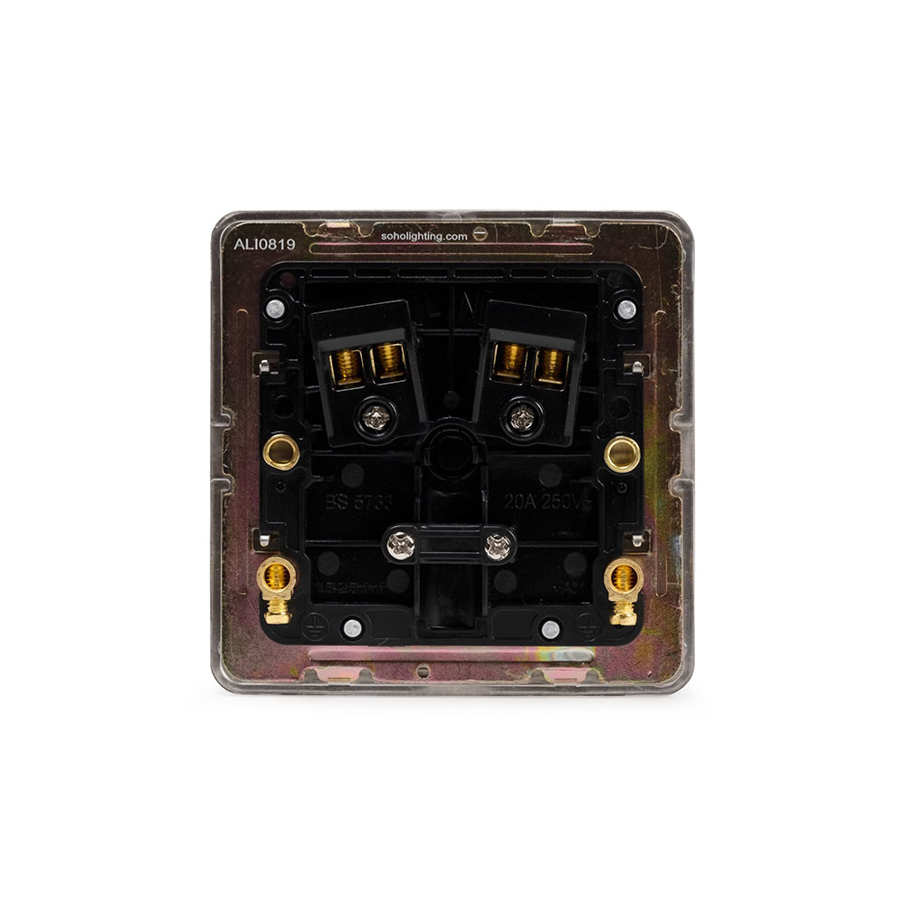 The Lombard Collection Brushed Chrome Flat Plate 20A Flex Outlet Blk Ins Screwless
