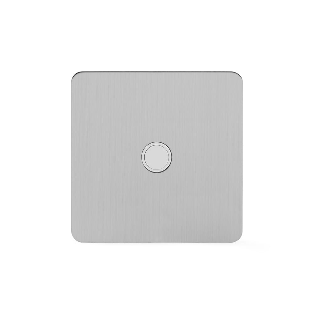 The Lombard Collection Brushed Chrome Flat Plate 20A Flex Outlet Wht Ins Screwless