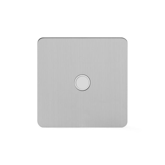 The Lombard Collection Brushed Chrome Flat Plate 20A Flex Outlet Wht Ins Screwless