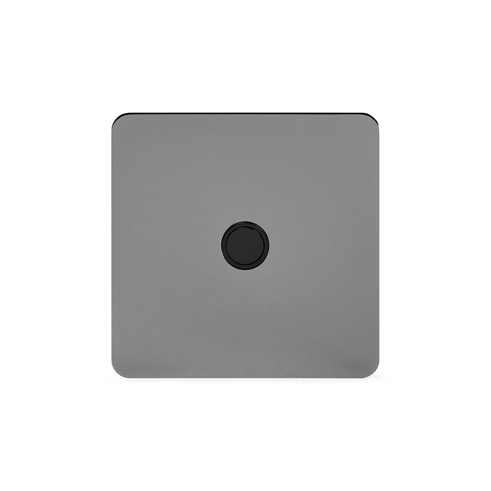 The Connaught Collection Black Nickel Flat Plate 20A Flex Outlet Blk Ins Screwless