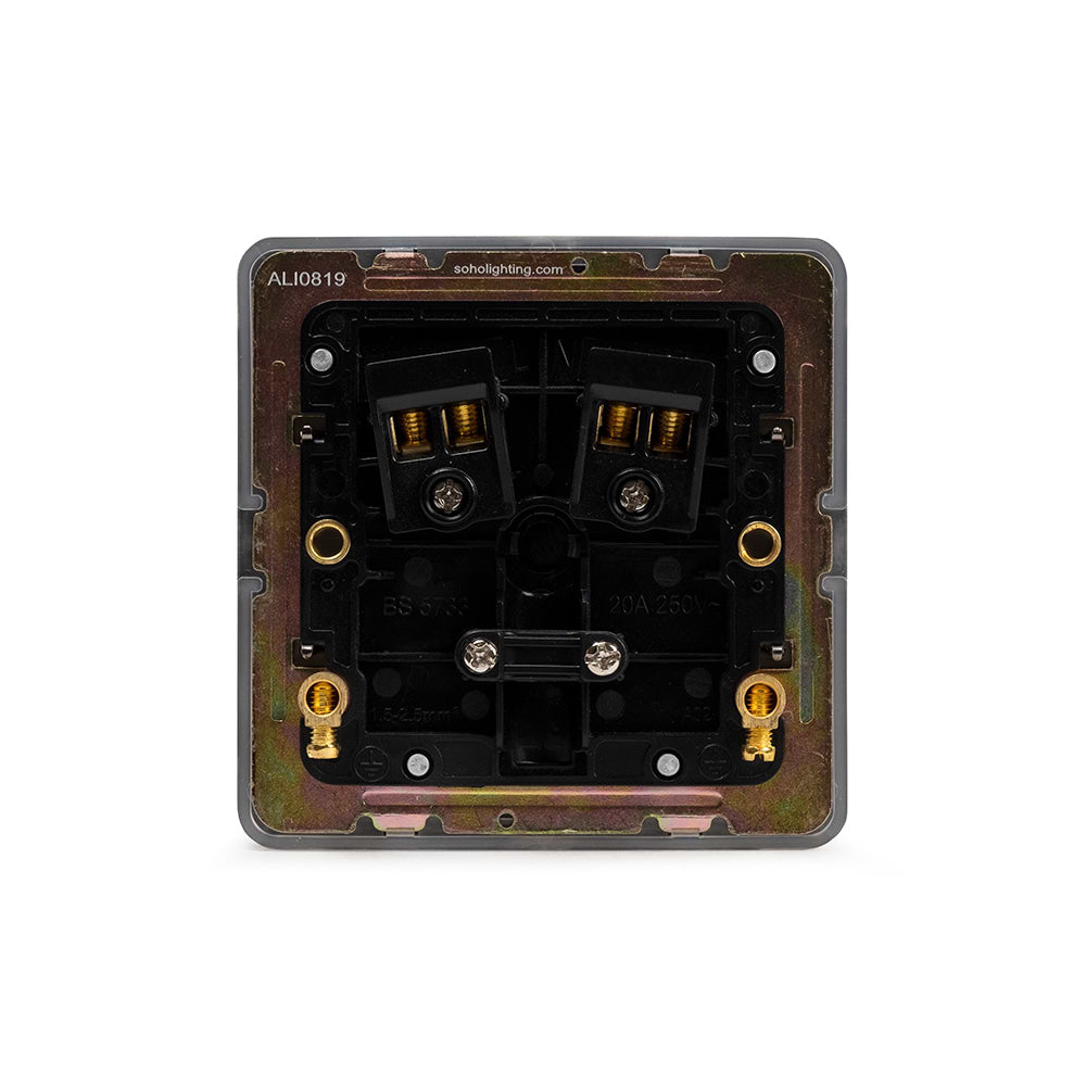The Connaught Collection Black Nickel Flat Plate 20A Flex Outlet Blk Ins Screwless