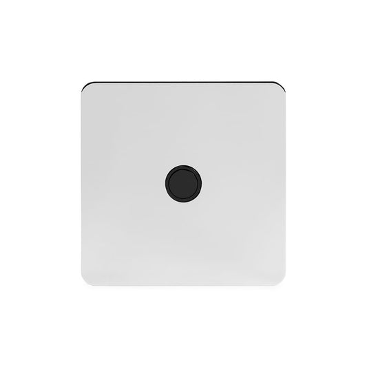 The Finsbury Collection Polished Chrome Flat Plate 20A Flex Outlet Blk Ins Screwless