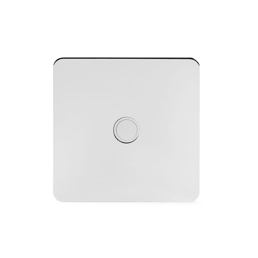 The Finsbury Collection Polished Chrome Flat Plate 20A Flex Outlet Wht Ins Screwless