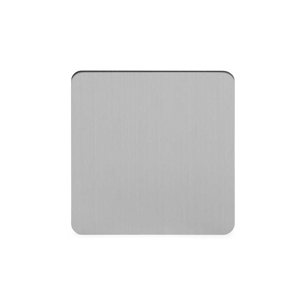 The Lombard Collection Brushed Chrome Flat Plate Single Blank Plates Screwless