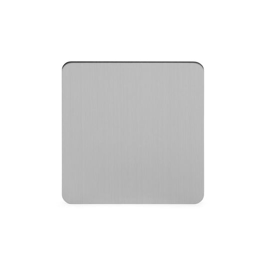 The Lombard Collection Brushed Chrome Flat Plate Single Blank Plates Screwless