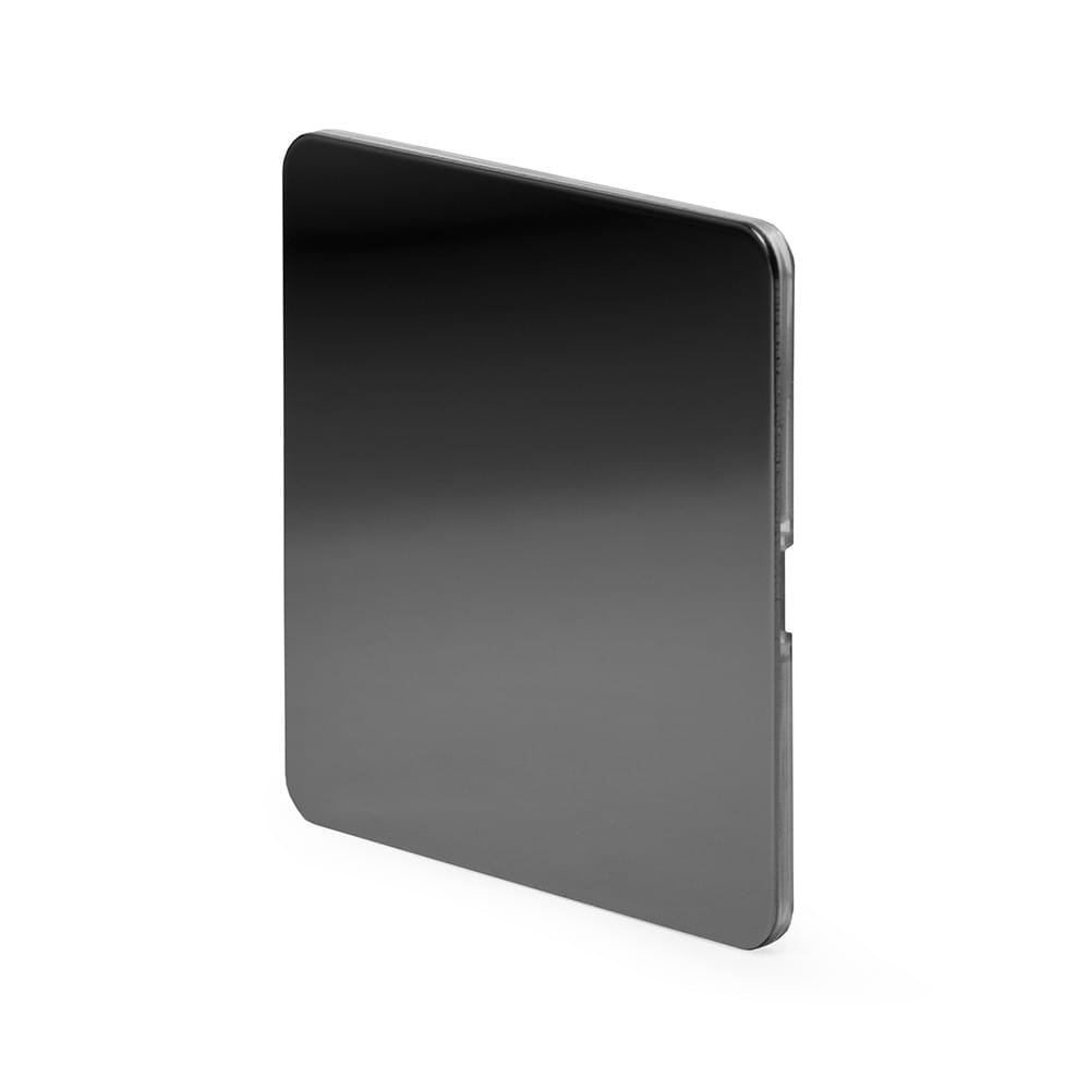 The Connaught Collection Black Nickel Flat Plate Single Blank Plates Screwless