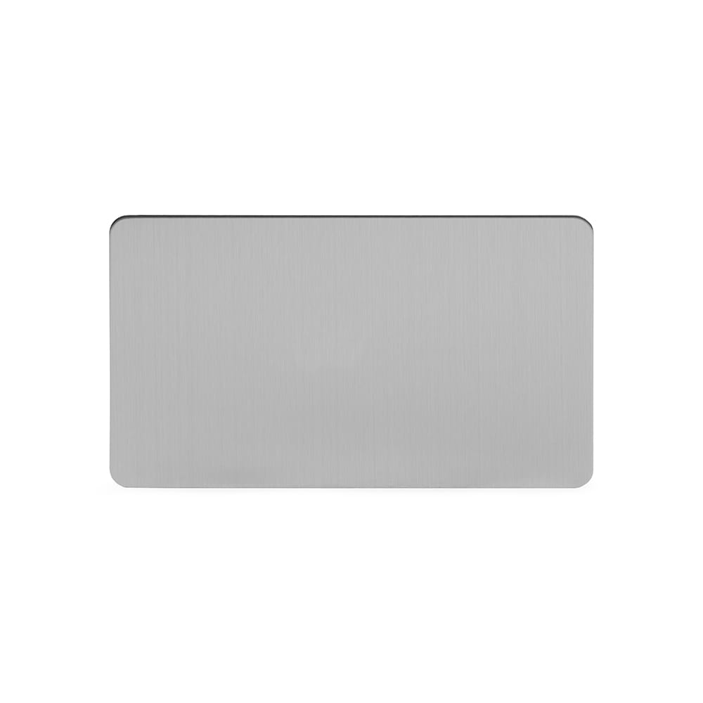 The Lombard Collection Brushed Chrome Flat Plate Double Blank Plates Screwless