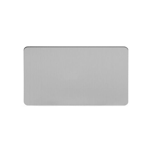 The Lombard Collection Brushed Chrome Flat Plate Double Blank Plates Screwless