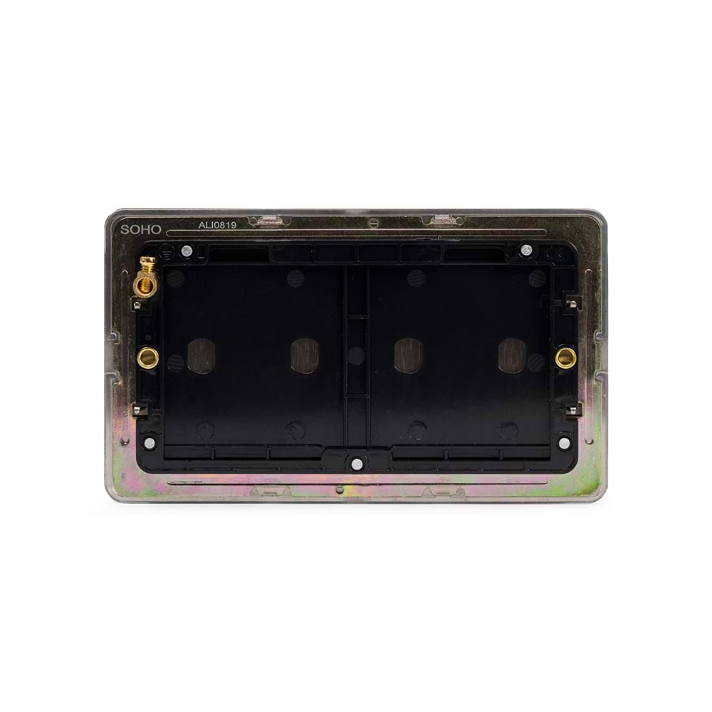 The Lombard Collection Brushed Chrome Flat Plate Double Blank Plates Screwless
