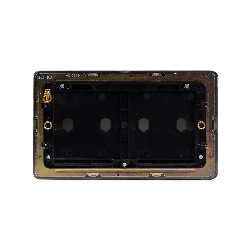 The Connaught Collection Black Nickel Flat Plate Double Blank Plates Screwless