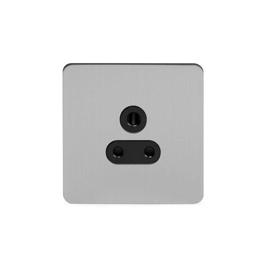 The Lombard Collection Brushed Chrome Flat Plate 5 Amp Unswitched Socket Blk Ins Screwless