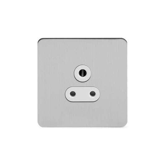 The Lombard Collection Brushed Chrome Flat Plate 5 Amp Unswitched Socket Wht Ins Screwless