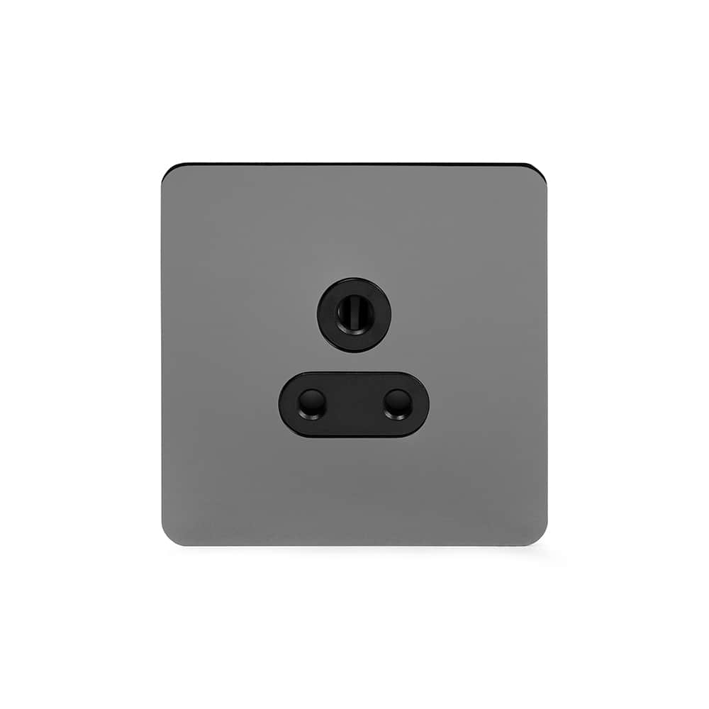 The Connaught Collection Black Nickel Flat Plate 5 Amp Unswitched Socket Blk Ins Screwless
