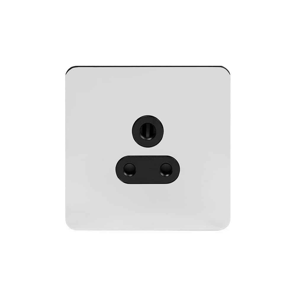 The Finsbury Collection Polished Chrome Flat Plate 5 Amp Unswitched Socket Blk Ins Screwless