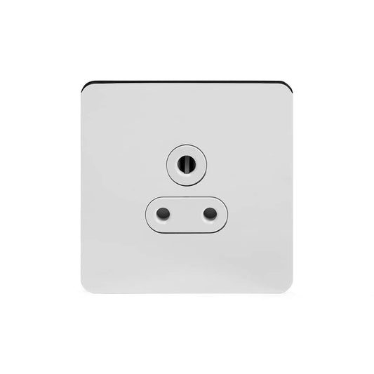 The Finsbury Collection Polished Chrome Flat Plate 5 Amp Unswitched Socket Wht Ins Screwless
