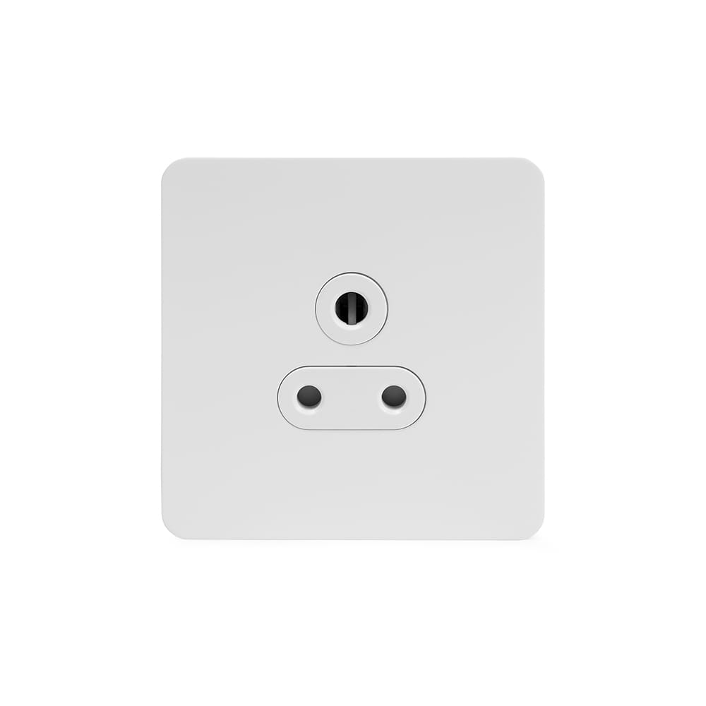 The Eldon Collection White Metal Flat Plate 5 Amp Unswitched Socket Wht Ins Screwless
