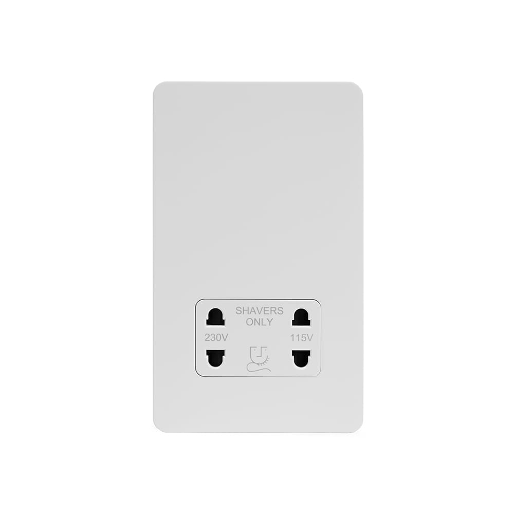 The Eldon Collection White Metal Shaver Socket 230/115V Flat Plate