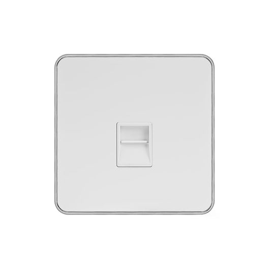 Soho Lighting White Metal Plate with Chrome Edge 1 Gang Telephone Master Socket,BT Wht Ins Screwless