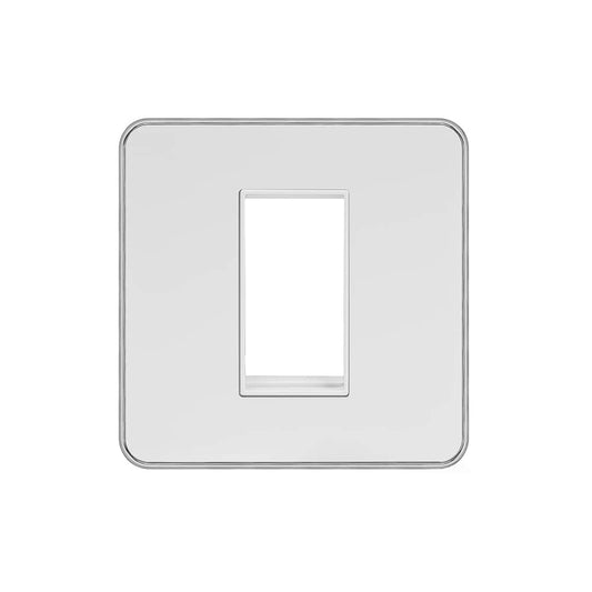 Soho Lighting White Metal Plate with Chrome Edge Single Data Plate 1 Module Screwless