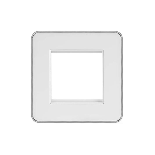 Soho Lighting White Metal Plate with Chrome Edge Single Data Plate 2 Module Screwless